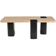 Meridian Furniture Ravenna Beige Travertine Top And Oak Wood Base Coffee Table