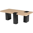 Meridian Furniture Ravenna Beige Travertine Top And Oak Wood Base Coffee Table