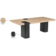 Meridian Furniture Ravenna Beige Travertine Top And Oak Wood Base Coffee Table