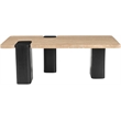 Meridian Furniture Ravenna Beige Travertine Top And Oak Wood Base Coffee Table