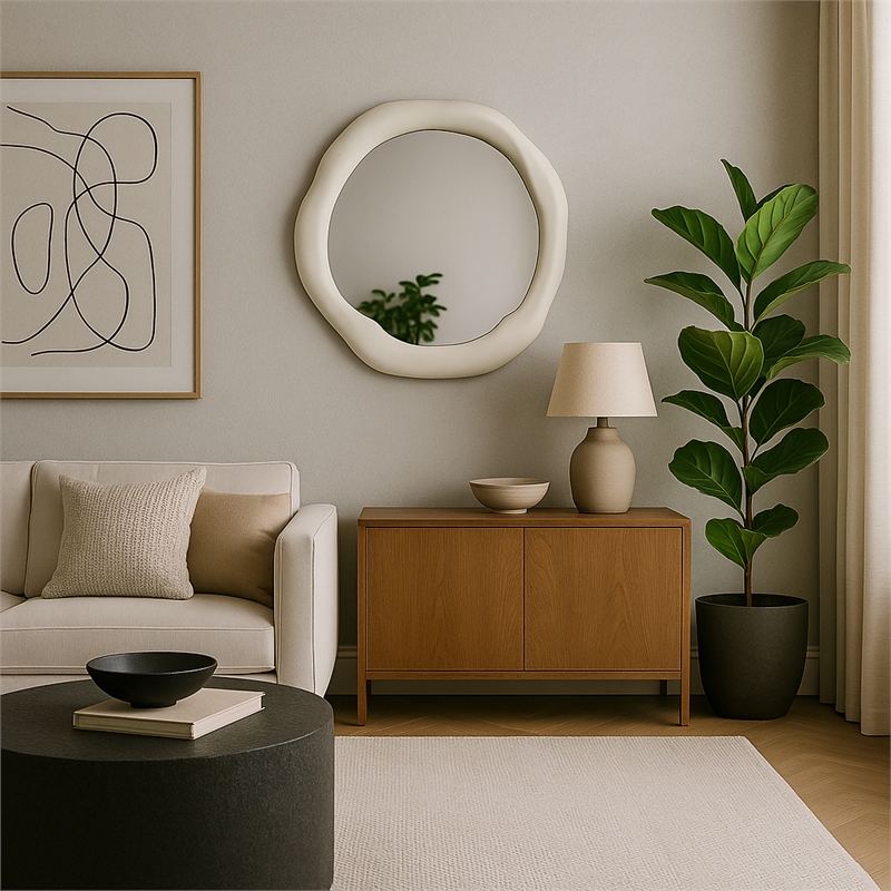 Meridian Furniture Armada Cream Aluminum Mirror