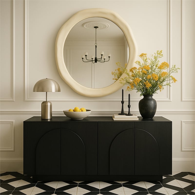Meridian Furniture Armada Cream Aluminum Mirror