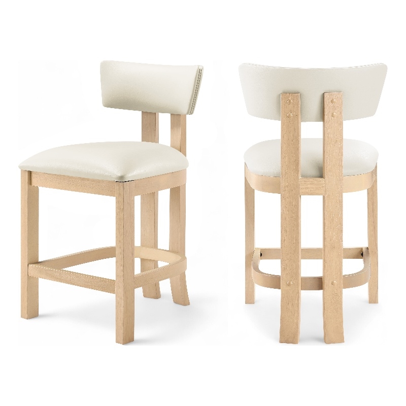 Meridian Furniture Lavrin Cream Vegan Leather Counter Stool (Set of 2)