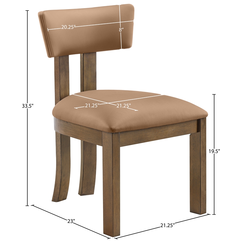 Meridian Furniture Lavrin Cognac Vegan Leather Dining Side Chair (Set of 2)