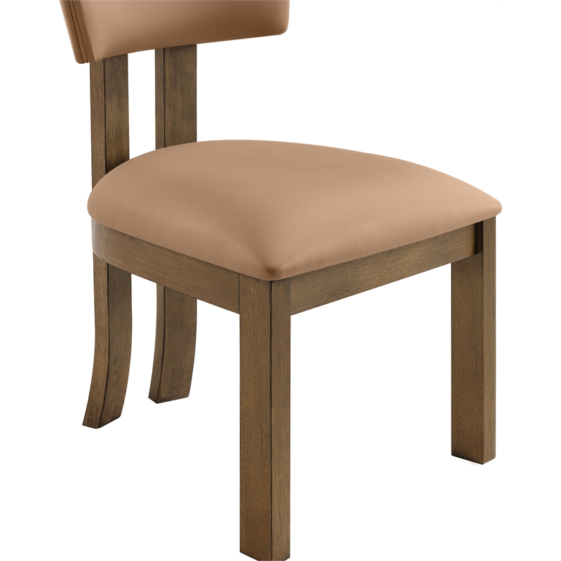 Meridian Furniture Lavrin Cognac Vegan Leather Dining Side Chair (Set of 2)