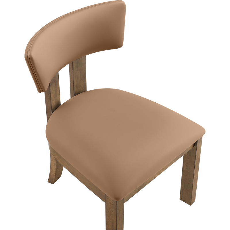 Meridian Furniture Lavrin Cognac Vegan Leather Dining Side Chair (Set of 2)