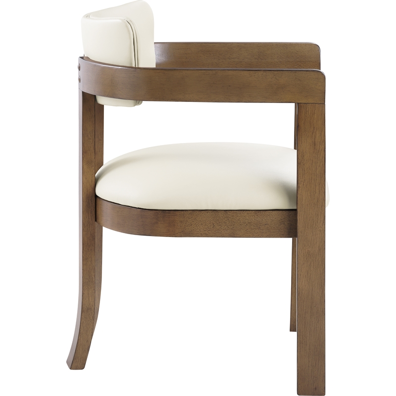Meridian Furniture Lavrin Cream Vegan Leather Dining Arm Chair (Set of 2)