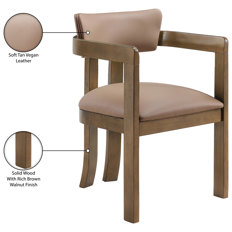 Meridian Furniture Lavrin Tan Vegan Leather Dining Arm Chair (Set of 2)