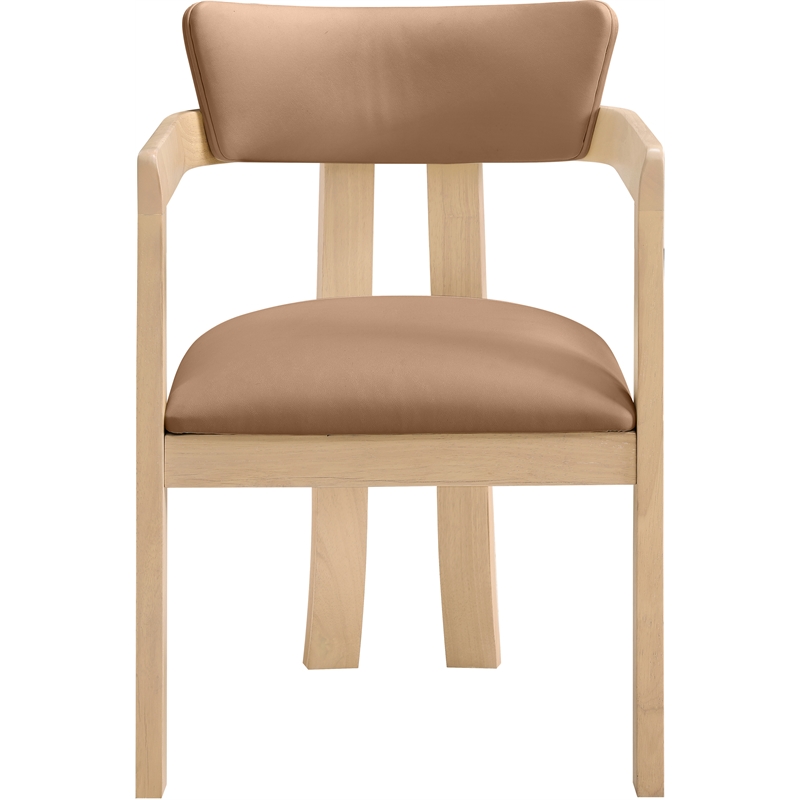 Meridian Furniture Lavrin Cognac Vegan Leather Dining Arm Chair (Set of 2)