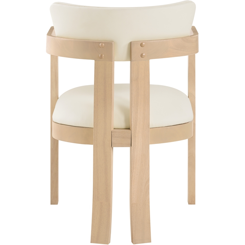 Meridian Furniture Lavrin Cream Vegan Leather Dining Arm Chair (Set of 2)