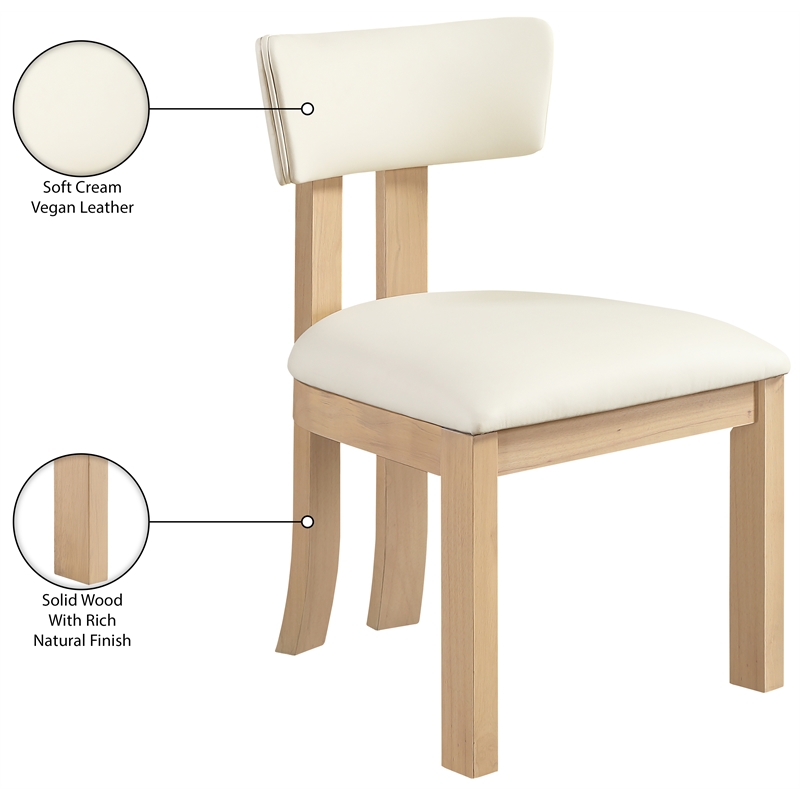 Meridian Furniture Lavrin Cream Vegan Leather Dining Side Chair (Set of 2)