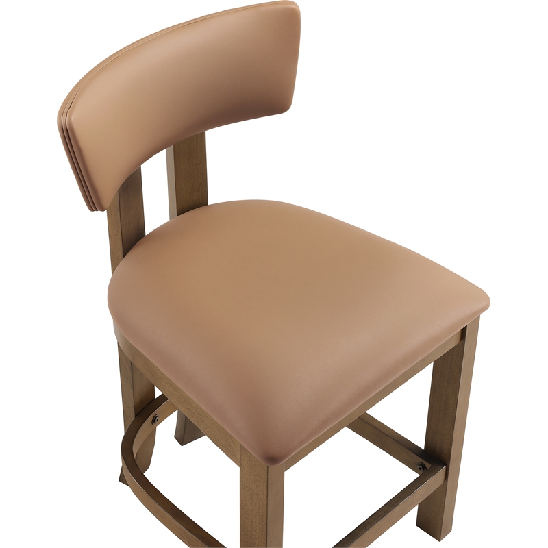 Meridian Furniture Lavrin Cognac Vegan Leather Counter Stool (Set of 2)