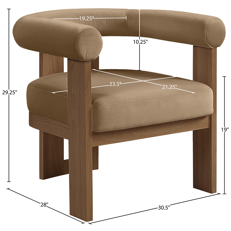 Meridian Furniture Arienzo Beige Velvet Upholstered Accent Chair
