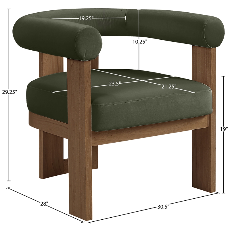 Meridian Furniture Arienzo Green Velvet Upholstered Accent Chair