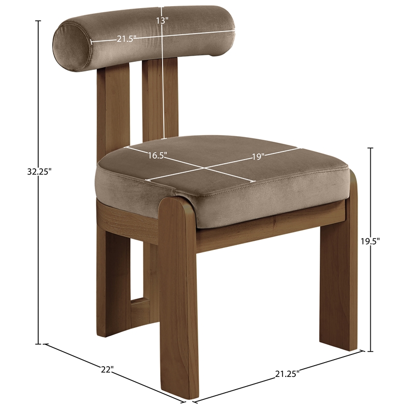 Meridian Furniture Arienzo Taupe Velvet Upholstered Dining Chair (Set of 2)