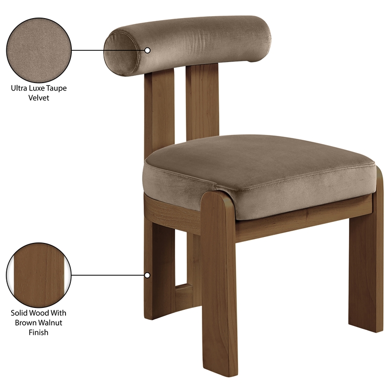 Meridian Furniture Arienzo Taupe Velvet Upholstered Dining Chair (Set of 2)