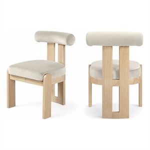Meridian Furniture Arienzo Cream Velvet Upholstered Dining Chair (Set of 2)