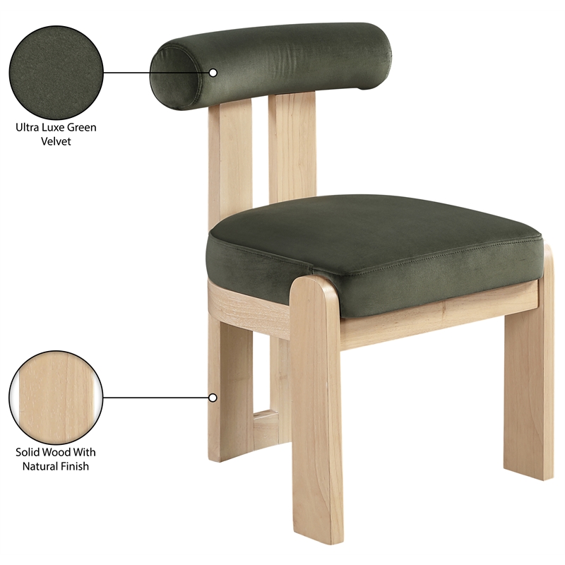 Meridian Furniture Arienzo Green Velvet Upholstered Dining Chair (Set of 2)
