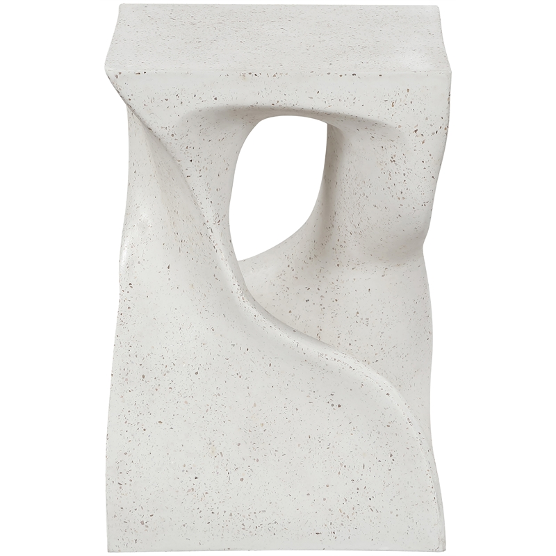 Meridian Furniture Jula Ivory Terrazzo Indoor/Outdoor Concrete End Table