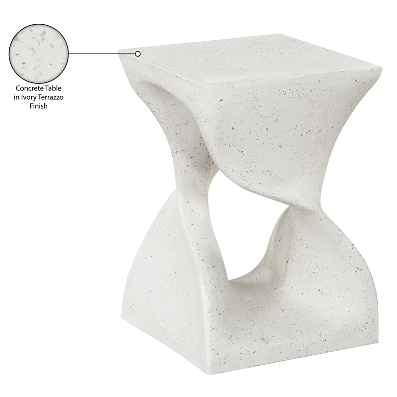 Meridian Furniture Jula Ivory Terrazzo Indoor/Outdoor Concrete End Table