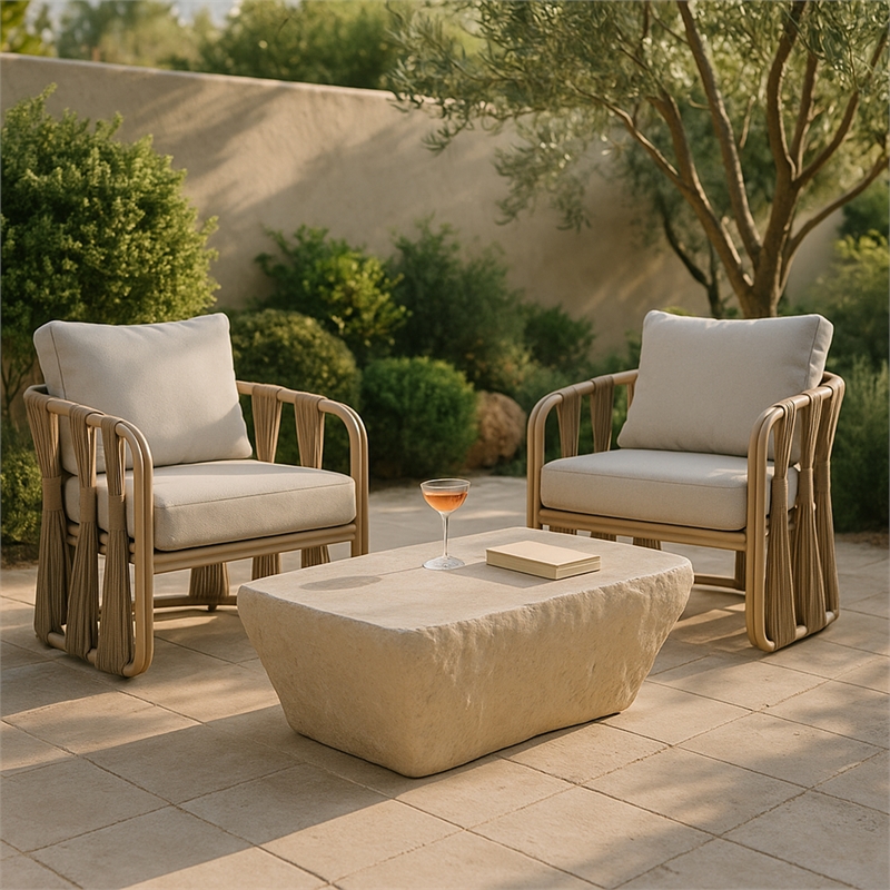 Meridian Furniture Rockford Beige Indoor/Outdoor Concrete Coffee Table