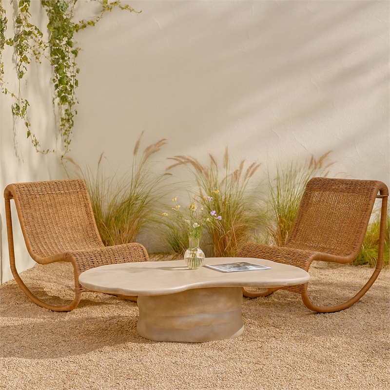 Meridian Furniture Branna Beige Indoor/Outdoor Concrete Coffee Table