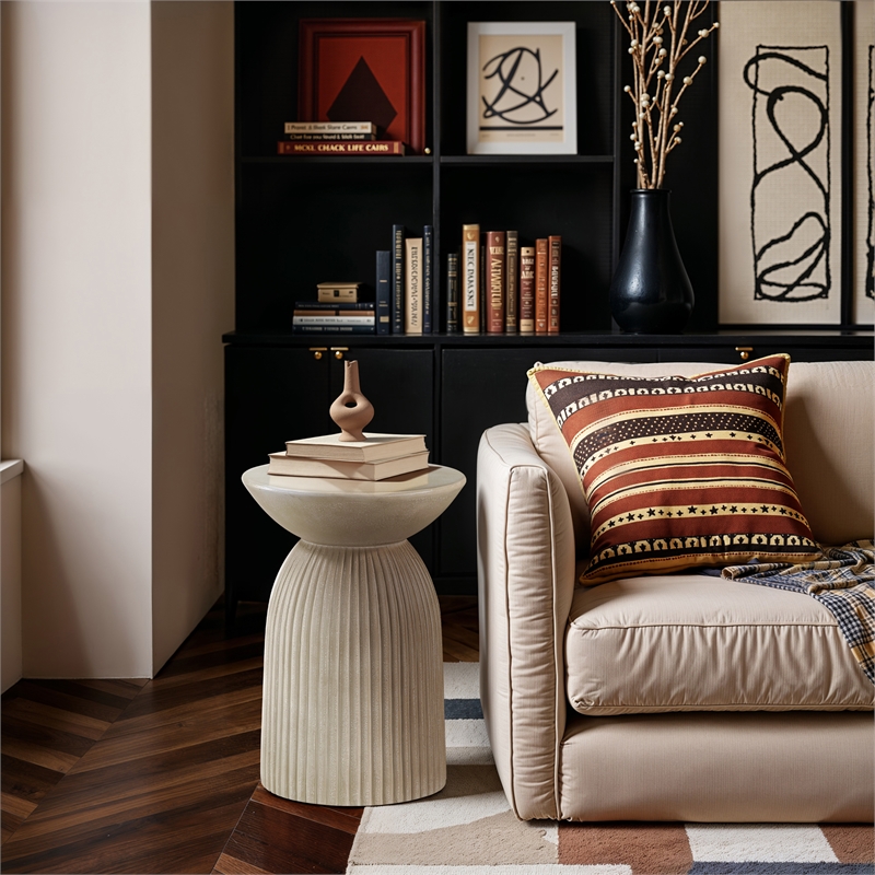 Meridian Furniture Opani Beige Indoor/Outdoor Concrete End Table
