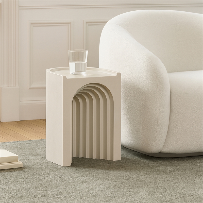 Meridian Furniture Avenda Beige Indoor/Outdoor Concrete End Table