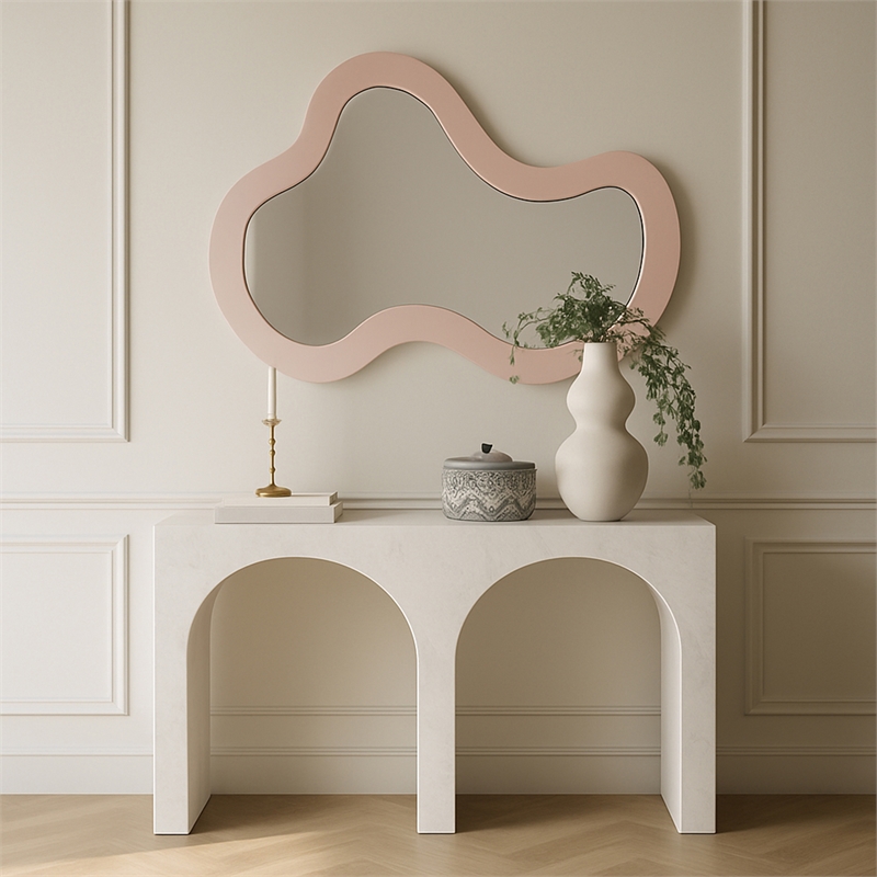 Meridian Furniture Oblique Pink Iron Frame Mirror
