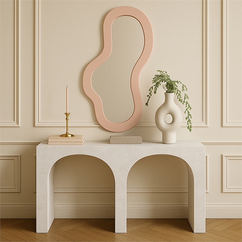 Meridian Furniture Oblique Pink Iron Frame Mirror