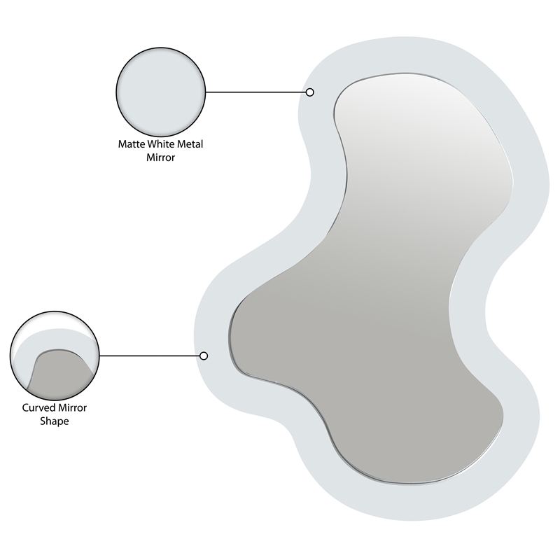 Meridian Furniture Oblique White Iron Frame Mirror