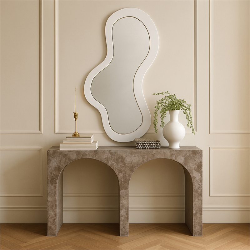 Meridian Furniture Oblique White Iron Frame Mirror