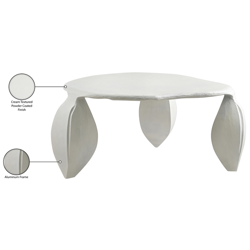 meridian furniture pueblo cream aluminum coffee table