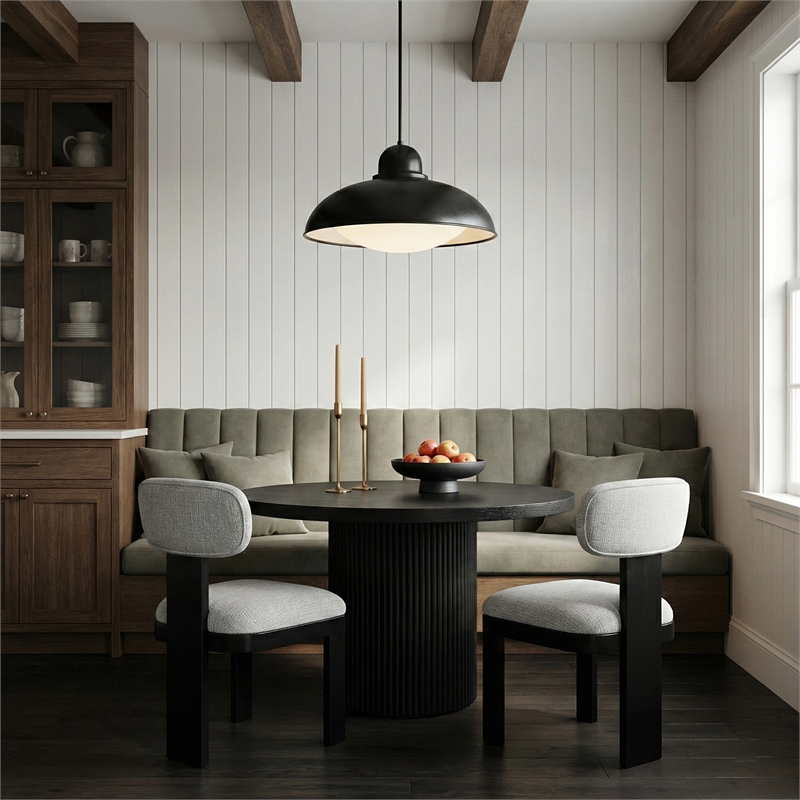 Meridian Furniture Timbra Black Linen Textured Fabric Dining Chair (Set of 2)