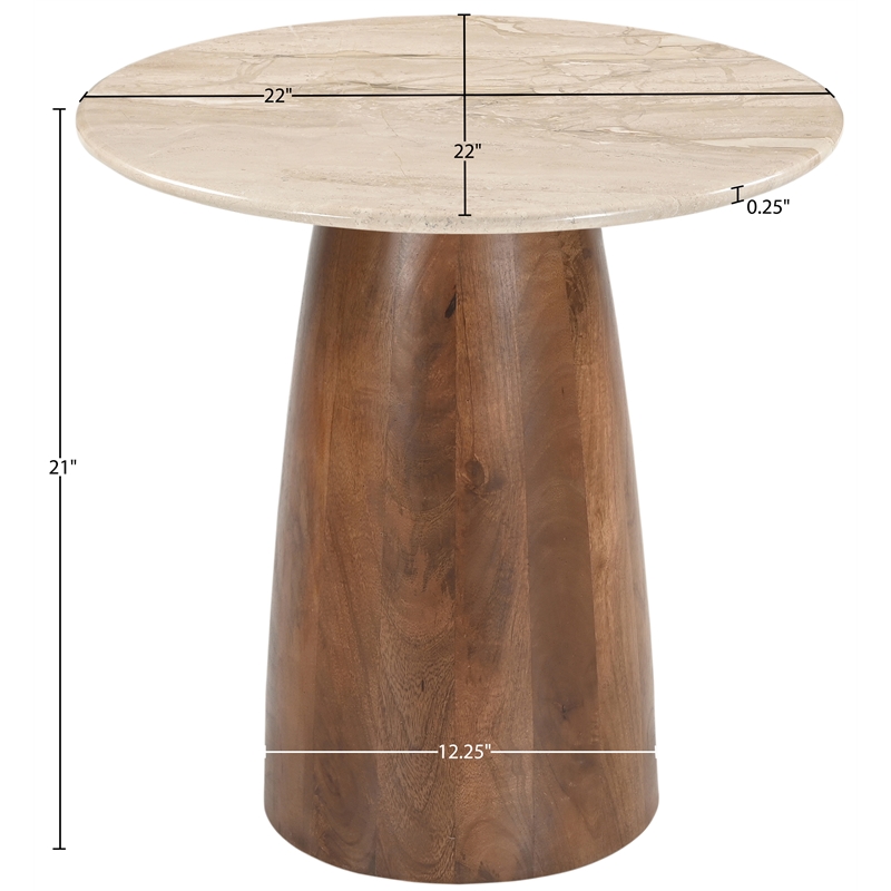 Meridian Furniture Liona Beige Marble And Mango Wood End Table