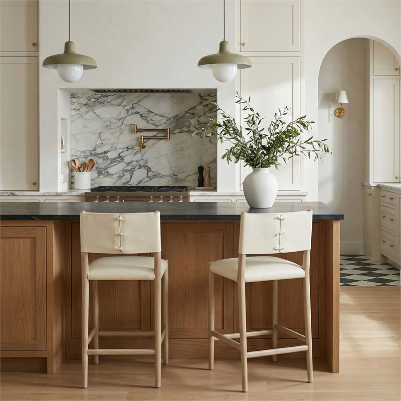 Meridian Furniture Andie Cream Vegan Leather Counter Stool