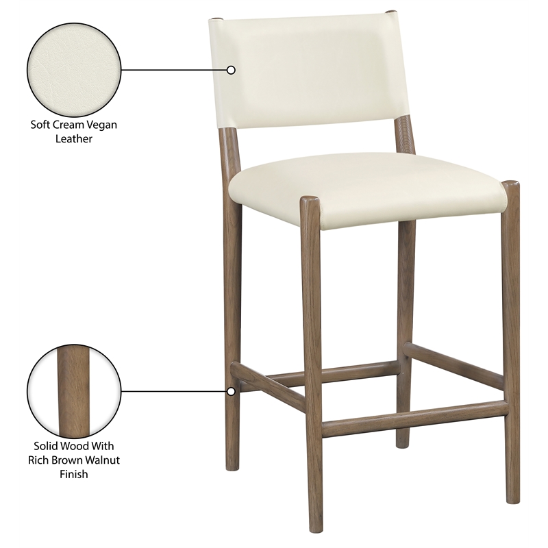 Meridian Furniture Andie Cream Vegan Leather Counter Stool