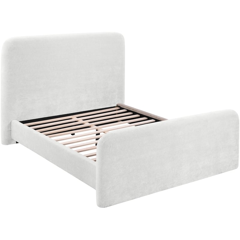 Meridian Furniture Fira Cream Chenille Fabric Full Bed