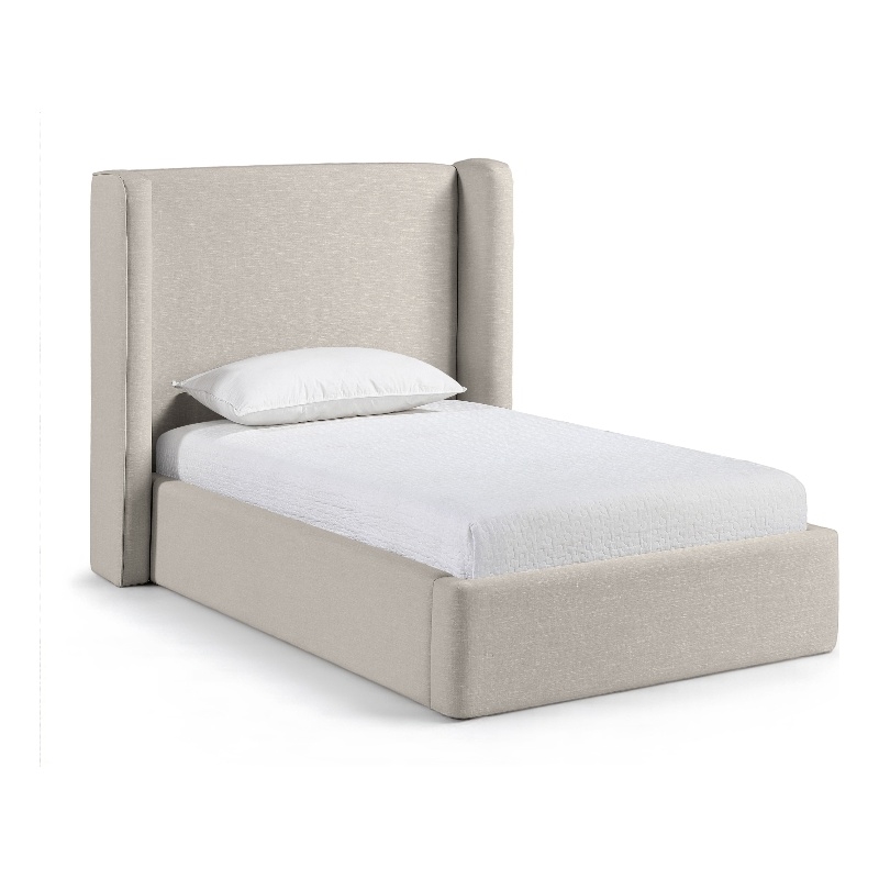 Meridian Furniture Kendall Beige Linen Textured Fabric Upholstered Twin Bed