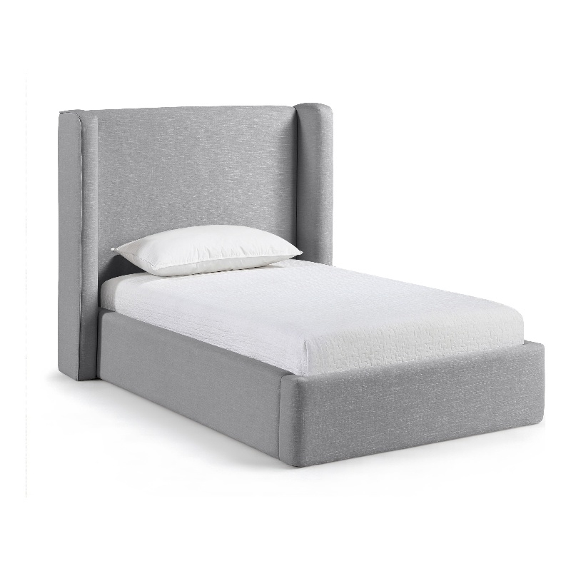 Meridian Furniture Kendall Grey Linen Textured Fabric Upholstered Twin Bed