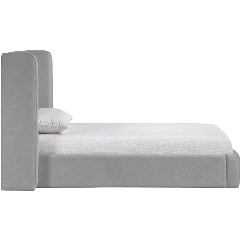 Meridian Furniture Kendall Grey Linen Textured Fabric Upholstered Twin Bed