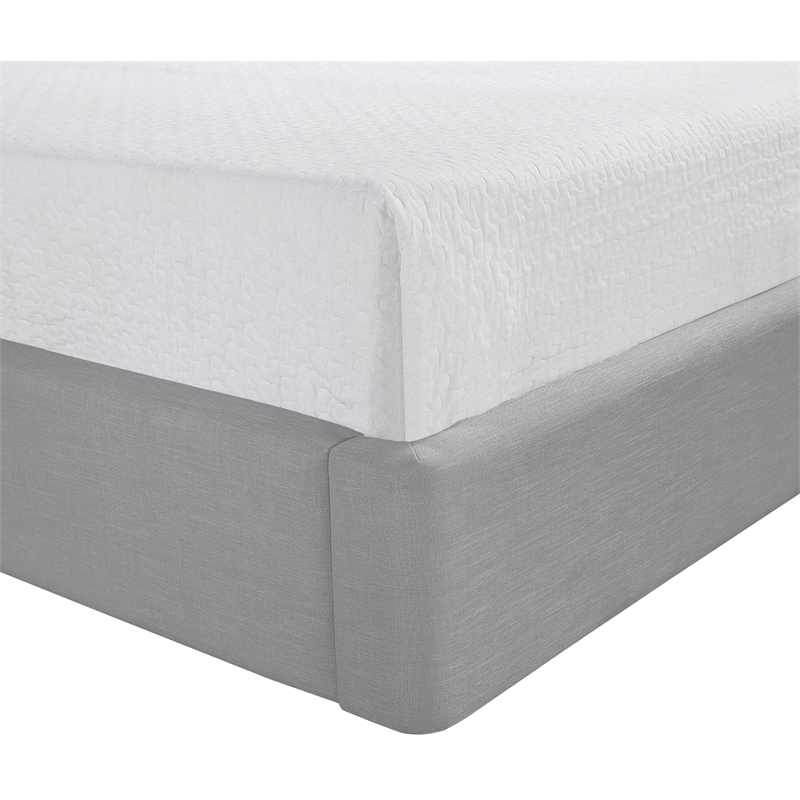 Meridian Furniture Kendall Grey Linen Textured Fabric Upholstered Twin Bed