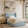 Meridian Furniture Kendall Light Blue Linen Textured Fabric Upholstered Twin Bed