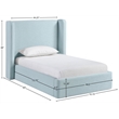 Meridian Furniture Kendall Light Blue Linen Textured Fabric Upholstered Twin Bed