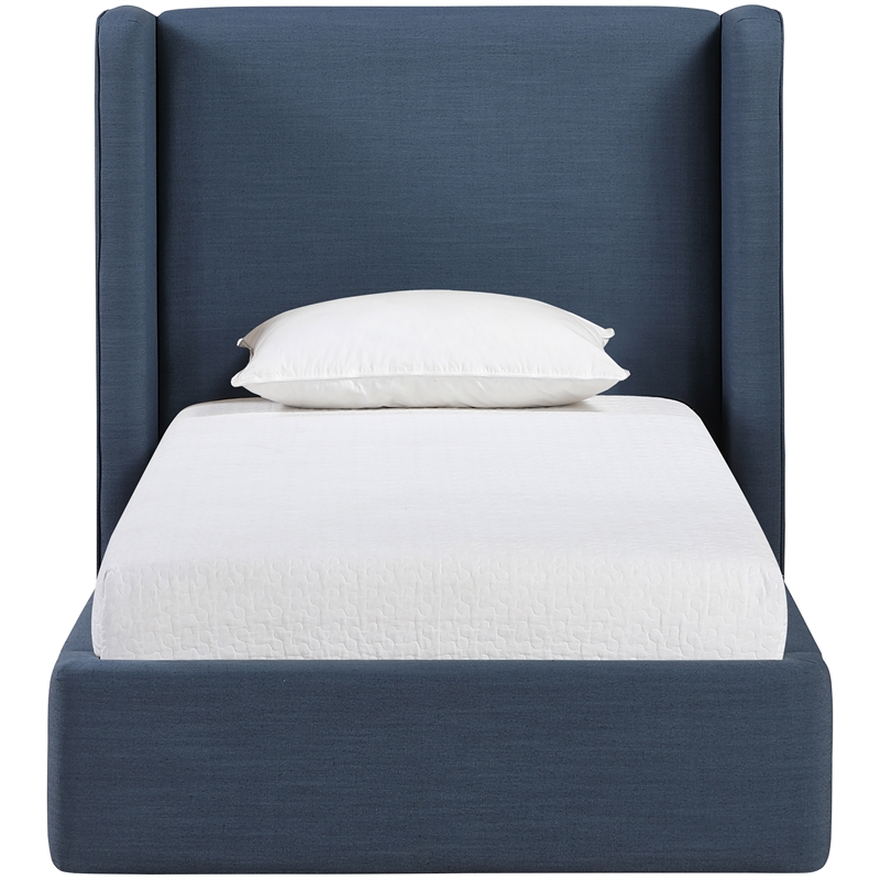 Meridian Furniture Kendall Navy Linen Textured Fabric Upholstered Twin Bed