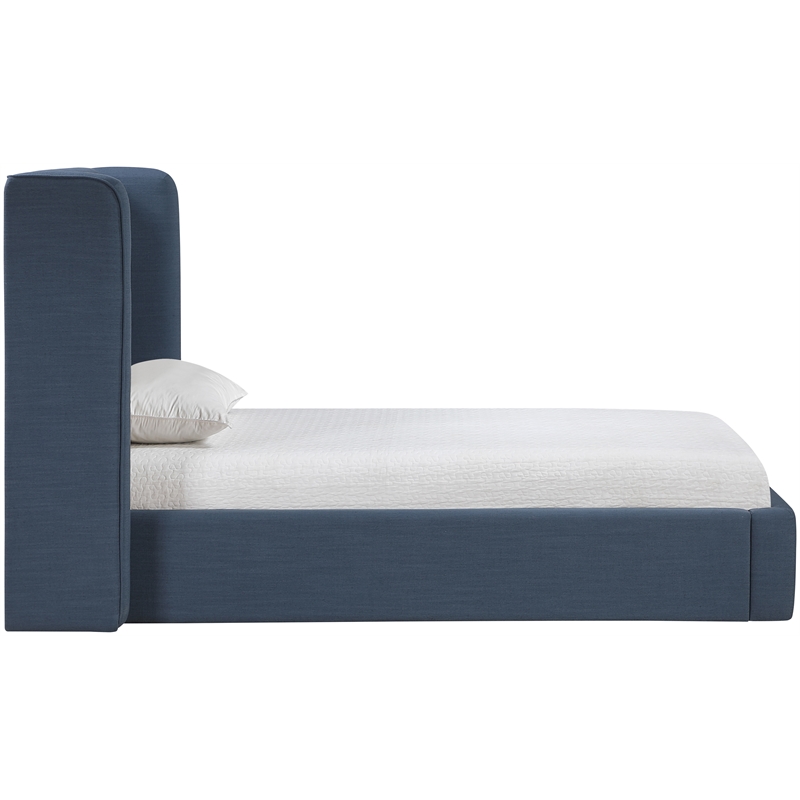 Meridian Furniture Kendall Navy Linen Textured Fabric Upholstered Twin Bed