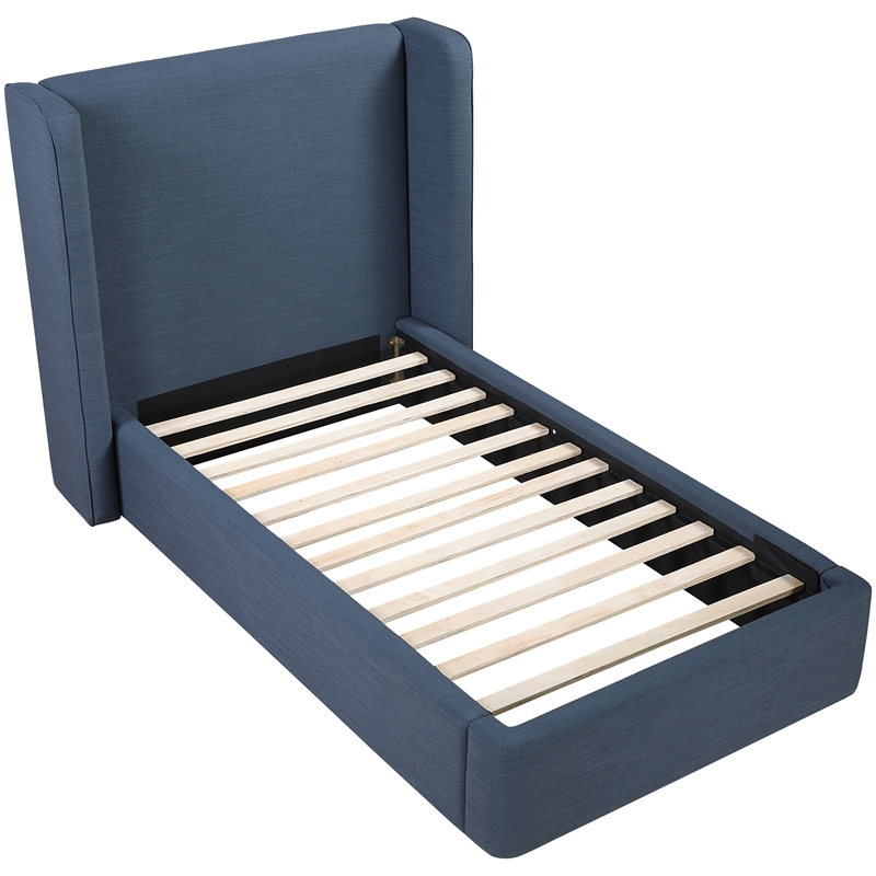 Meridian Furniture Kendall Navy Linen Textured Fabric Upholstered Twin Bed