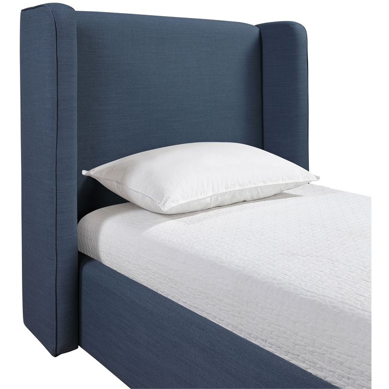 Meridian Furniture Kendall Navy Linen Textured Fabric Upholstered Twin Bed