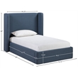 Meridian Furniture Kendall Navy Linen Textured Fabric Upholstered Twin Bed