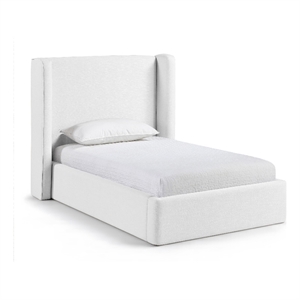 Meridian Furniture Kendall White Linen Textured Fabric Upholstered Twin Bed